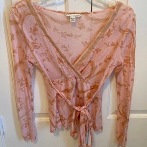 Banana Republic Pink Wrap Tie Blouse
